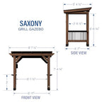 Backyard Discovery Saxony Wooden Grill Gazebo, Insulated Steel Roof, Cook Station, Barbeque, Patio, Deck, Withstand Wind and Snow, Corrosion Resistant, Reduce Heat Transfer, Power Ports, Walnut