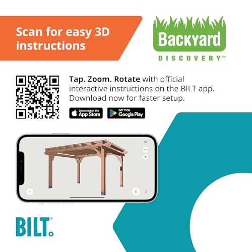 Backyard Discovery Beaumont 14x12 ft All Cedar Wood Pergola, Durable, Quality Supported Structure, Snow and Wind Supported, Rot Resistant, Backyard, Deck, Garden, Patio, Outdoor Entertaining