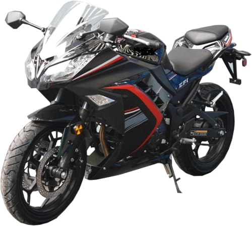HHH GTX 250 EFI Fuel Injection Motorcycle Manual 6 Speed 250cc Street Bike motorcycle for adults and youth - Sporty Black