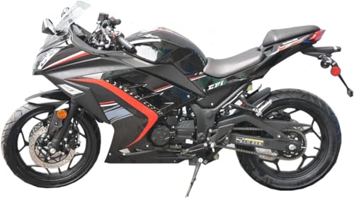 HHH GTX 250 EFI Fuel Injection Motorcycle Manual 6 Speed 250cc Street Bike motorcycle for adults and youth - Sporty Black