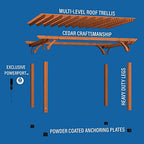 Backyard Discovery Beaumont 16 ft. x 12 ft. All Cedar Wooden Pergola Kit for Backyard, Deck, Garden, Patio, Outdoor Entertaining | Wind Rated at 100 MPH Light Brown