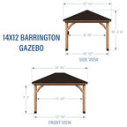 Backyard Discovery Barrington 14 ft. x 12 ft. Hip Roof Cedar Wood Gazebo Pavilion, Shade, Rain, Hard Top Steel Metal Roof, All Weather Protected, Wind Resistant up to 100 mph, Holds up to 10650 lbs