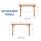 Backyard Discovery Beaumont 14x12 ft All Cedar Wood Pergola, Durable, Quality Supported Structure, Snow and Wind Supported, Rot Resistant, Backyard, Deck, Garden, Patio, Outdoor Entertaining