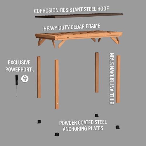 Backyard Discovery Arcadia 12 x 9.5 All Cedar Wooden Gazebo Pavilion with Hard Top Steel Slope Roof, Durable, Supports Snow Loads and Wind Speed, Rot Resistant, Backyard, Deck, Garden, Patio
