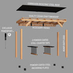 Backyard Discovery Saxony XL Grill Gazebo, 2 full Size Grills, Griddles or Smokers Steel Metal Roof, Wind Resistant - 100 mph, Supports 30 In of Snow, Electrical Outlet, USB, Grilling Hooks