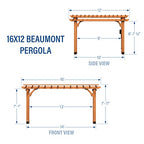 Backyard Discovery Beaumont 14x12 ft All Cedar Wood Pergola, Durable, Quality Supported Structure, Snow and Wind Supported, Rot Resistant, Backyard, Deck, Garden, Patio, Outdoor Entertaining