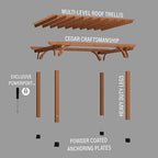 Backyard Discovery Beaumont 14x12 ft All Cedar Wood Pergola, Durable, Quality Supported Structure, Snow and Wind Supported, Rot Resistant, Backyard, Deck, Garden, Patio, Outdoor Entertaining