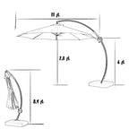 JEAREY Curvy Cantilever Patio Umbrellas Large Outdoor Heavy Duty Offset Hanging Umbrella with Base for Swimming Pool, Garden, Porch, Deck, Lawn, Backyard and Market (11FT, Beige)
