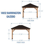 Backyard Discovery Barrington 14 ft. x 12 ft. Hip Roof Cedar Wood Gazebo Pavilion, Shade, Rain, Hard Top Steel Metal Roof, All Weather Protected, Wind Resistant up to 100 mph, Holds up to 10650 lbs