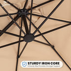 JEAREY Curvy Cantilever Patio Umbrellas Large Outdoor Heavy Duty Offset Hanging Umbrella with Base for Swimming Pool, Garden, Porch, Deck, Lawn, Backyard and Market (11FT, Beige)