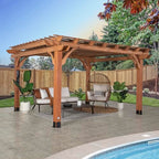 Backyard Discovery Beaumont 14x12 ft All Cedar Wood Pergola, Durable, Quality Supported Structure, Snow and Wind Supported, Rot Resistant, Backyard, Deck, Garden, Patio, Outdoor Entertaining