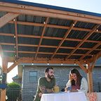 Backyard Discovery Arcadia 12 x 9.5 All Cedar Wooden Gazebo Pavilion with Hard Top Steel Slope Roof, Durable, Supports Snow Loads and Wind Speed, Rot Resistant, Backyard, Deck, Garden, Patio