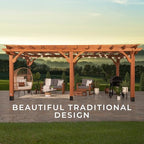 Backyard Discovery Beaumont 20x12 ft All Cedar Wood Pergola, Durable, Quality Supported Structure, Snow and Wind Supported, Rot Resistant, Backyard, Deck, Garden, Patio, Outdoor Entertaining
