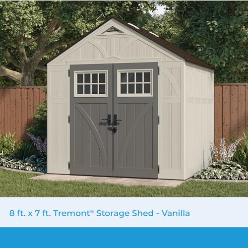 Suncast 8' x 7' Heavy-Duty Resin Tremont Storage Shed, Cream