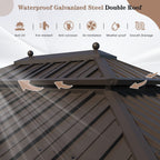 EROMMY 10'x12' Hardtop Gazebo with Galvanized Steel Roof and Mosquito Net, Permanent Pavilion Gazebo with Aluminum Frame for Patios, Gardens, Lawnsfor Patio, Backyard, Deck and Lawns