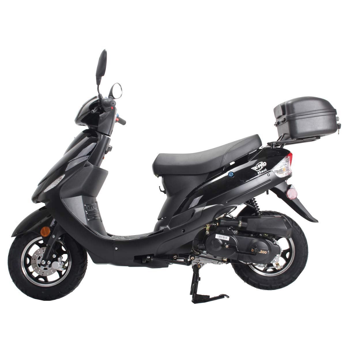 X-PRO Maui 50cc Moped Gas Moped Motorcycle 50cc Adult Aluminum Wheels (Black)