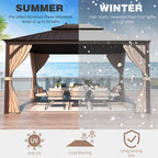 EROMMY 10'x12' Hardtop Gazebo with Galvanized Steel Roof and Mosquito Net, Permanent Pavilion Gazebo with Aluminum Frame for Patios, Gardens, Lawnsfor Patio, Backyard, Deck and Lawns