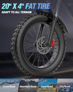 Bopzin Dual Motor Electric Bike, 2000W 37MPH Dirt Bike, 52V 40Ah Removable Battery, Max 180Miles Electric Motorcycle, 20" Fat Tire Ebike, 7-Speed & UL Bicicleta electrica para adultos