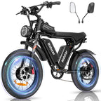 Bopzin Dual Motor Electric Bike, 2000W 37MPH Dirt Bike, 52V 40Ah Removable Battery, Max 180Miles Electric Motorcycle, 20" Fat Tire Ebike, 7-Speed & UL Bicicleta electrica para adultos