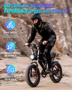 Ridstar Electric Motorcycles for Adults, 1000W 15AH 25MPH Max 35Miles Ebike,20'' Fat Tire Dirt Bike, Bicicleta electrica para adultos UL2849