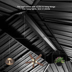PURPLE LEAF 13' X 15' Permanent Gazebo with Metal Roof Outdoor Hardtop Gazebo for Patio Lawn and Garden Curtains and Netting Included Grey