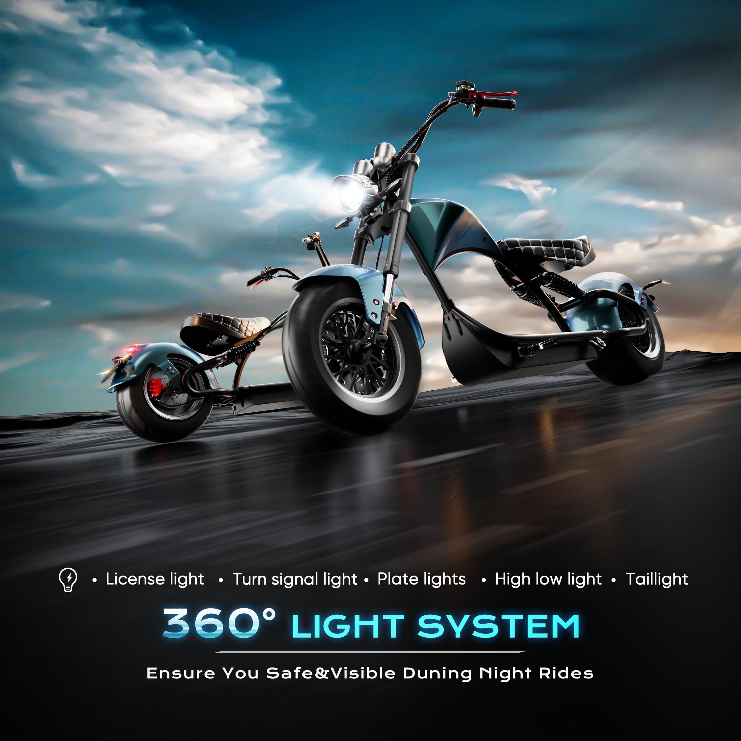 eAhora DOT Approved Emars M1P 2000W 37Mph Electric Motorcycle for Adults, 40 Miles 60V 30ah Lithium Battery, Street Legal Electric Mopeds for Adults for Urban Commuting
