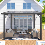 AECOJOY 10' x 8' Gazebo for Patio, Small Wall-Mounted Lean to Gazebo Pergola with Roof (80 Sq.Ft Shaded) on Clearance, Hard Top Heavy Duty Awnings for Decks, Backyard and More
